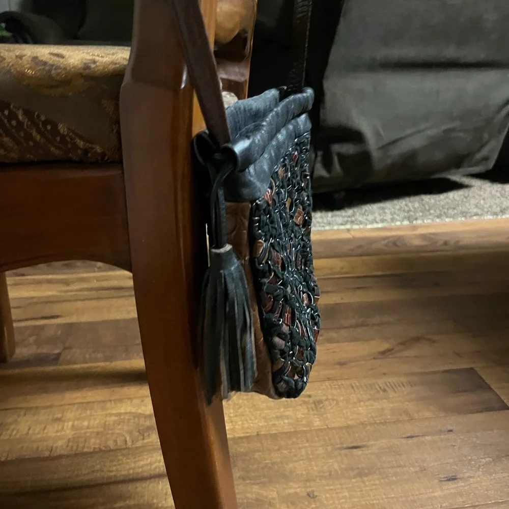 Sharif • Vintage • Small • Brown/ Black • Leather • Crossbody Handbag - Picture 5 of 13